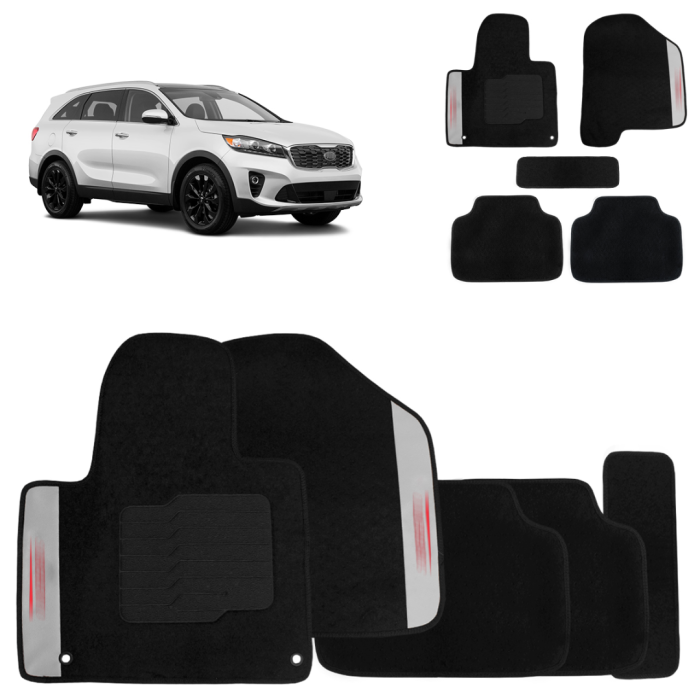 Jogo de Tapete Carpete Sorento 2014 a 2020 Preto 5 Peças